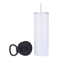 20oz Stainless Steel Flask with Straw and portable lid - white