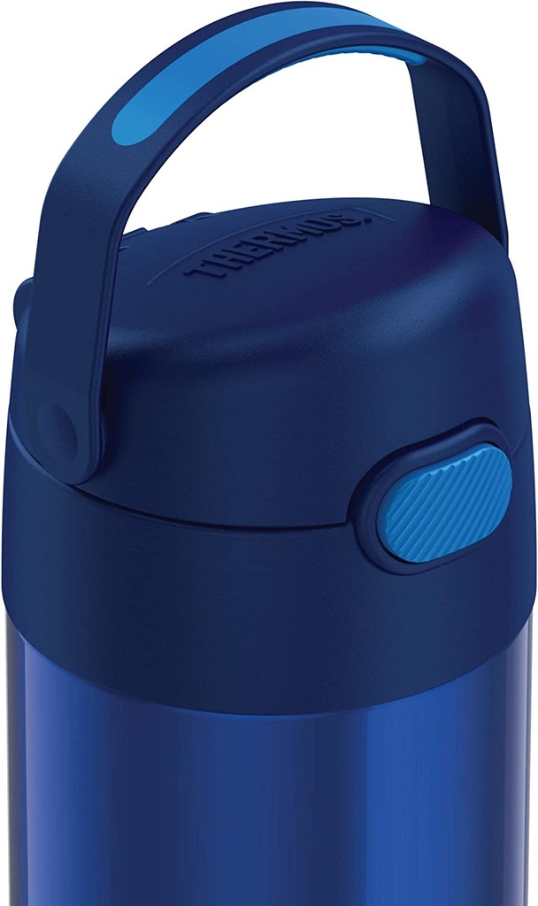 THERMOS FUNTAINER 12 Ounce Stainless Steel Vacuum Insulated Kids Straw Bottle, Blue