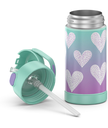 THERMOS FUNTAINER 12 Ounce Stainless Steel Vacuum Insulated Kids Straw Bottle, Purple hearts