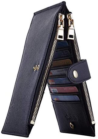 Women's Bifold Multi Card Case Wallet with Zipper Pocket