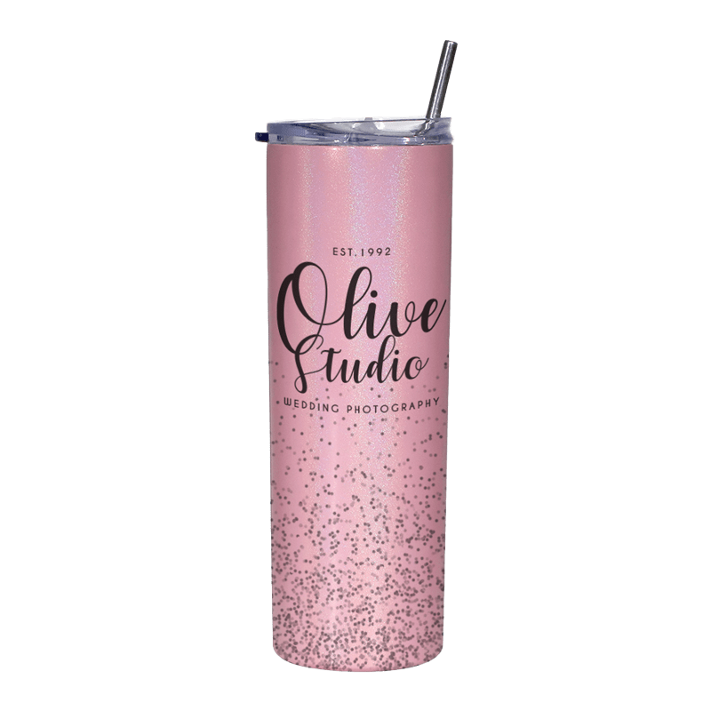 20oz Stainless Steel Tumbler Straw & Lid - Shimmer Pink