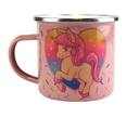 Enamel camp mug 12 oz - pink w/silver rim