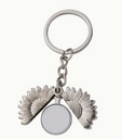 Sunflower locket keychain - silver