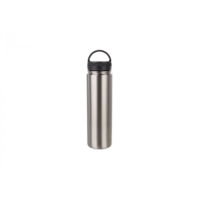 23oz (700ml) Stainless Steel Flask w/ Portable Lid (Silver)
