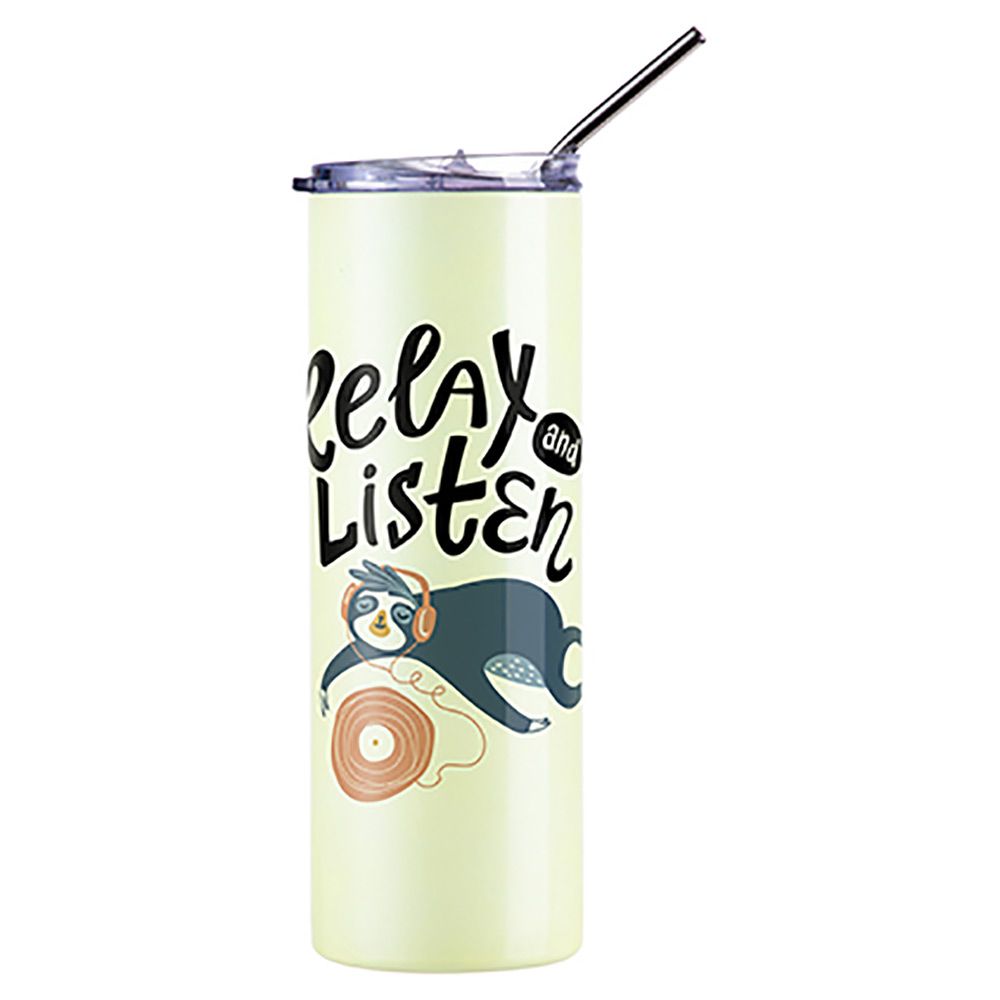 Heat Color Changing Stainless Steel Tumbler - 20oz -  Clear Lid and Straw - Orange to Yellow
