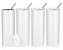Stainless Steel Tumbler - 20oz - Clear Lid and Straw - White