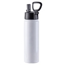 22oz Stainless Steel Flask with Straw and portable lid - white
