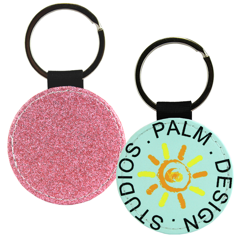 Keychain, PL,1S, Light pink glitter, Round 2"