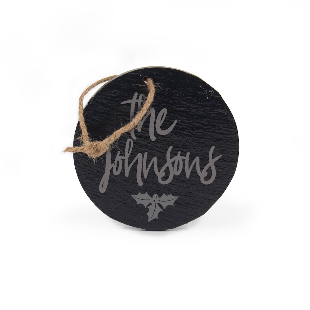 4" Round Slate Ornament Double Sided Gloss