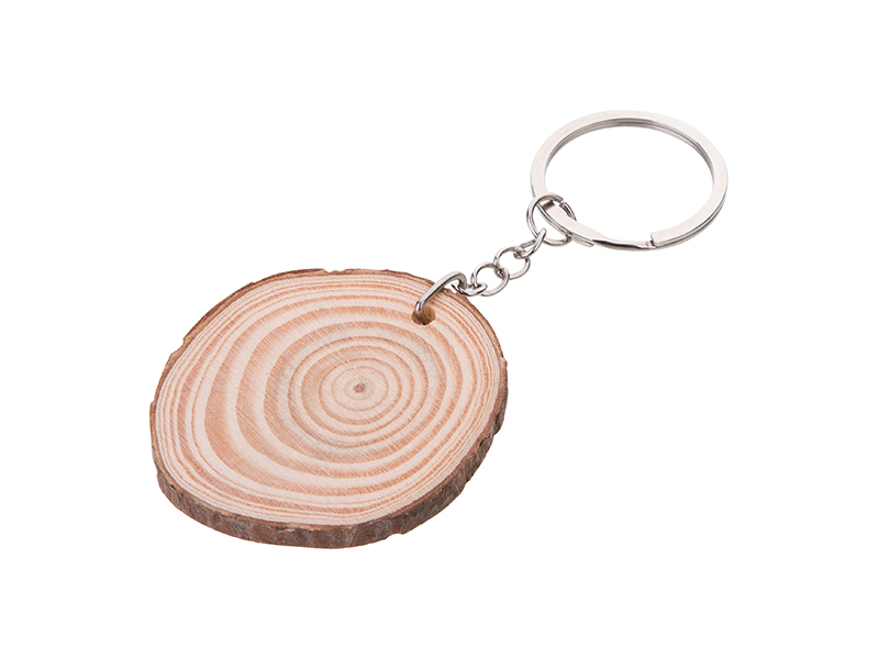 Raw Wood Key Chain 1.3" diameter