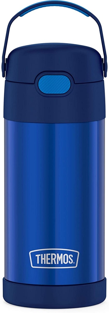 THERMOS FUNTAINER 12 Ounce Stainless Steel Vacuum Insulated Kids Straw Bottle, Blue