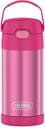 THERMOS FUNTAINER 12 Ounce Stainless Steel Vacuum Insulated Kids Straw Bottle, Pink