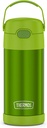 THERMOS FUNTAINER 12 Ounce Stainless Steel Vacuum Insulated Kids Straw Bottle, Lime