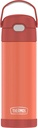 THERMOS FUNTAINER 16 Ounce Stainless Steel Vacuum Insulated Bottle with Wide Spout Lid, Apricot