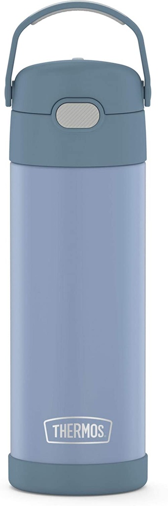 THERMOS FUNTAINER 16 Ounce Stainless Steel Vacuum Insulated Bottle with Wide Spout Lid, Denim Blue