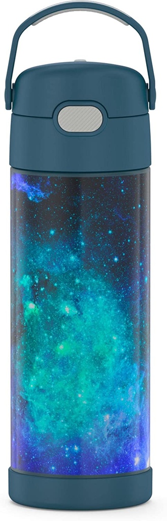 THERMOS FUNTAINER 16 Ounce Stainless Steel Vacuum Insulated Bottle with Wide Spout Lid, Galaxy Teal