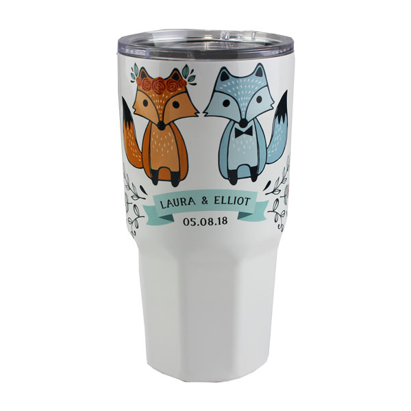 Stainless Steel Tumbler - 30oz - Octagon Base - White