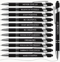 Inspirational ballpoint pen with stylus tip (black ink) - Black