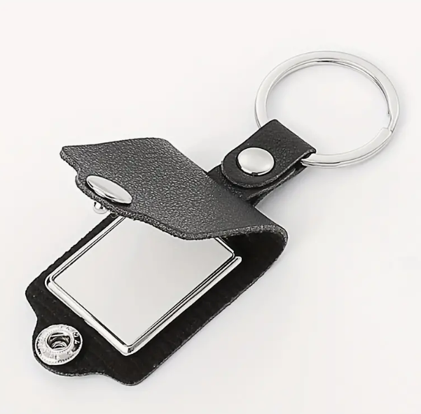 Keychain with leather cover - black