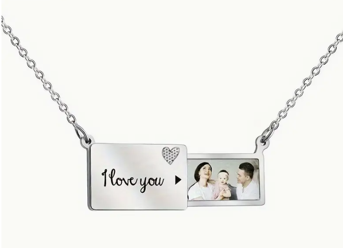 Engraved love letter locket - silver