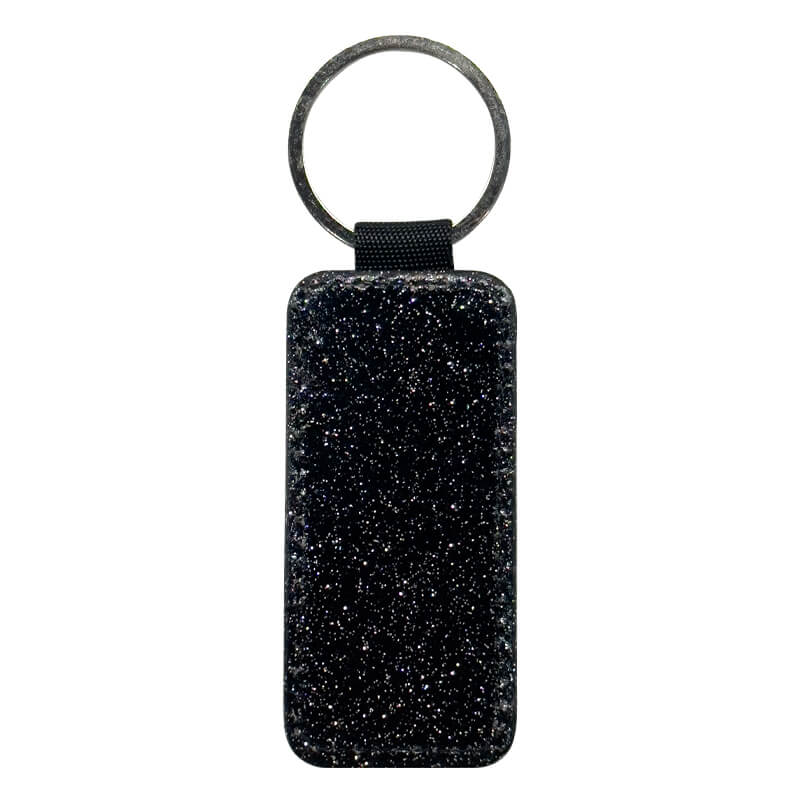 Keychain, PL, 1S, Black glitter, Rectangle 1.4"X3"  