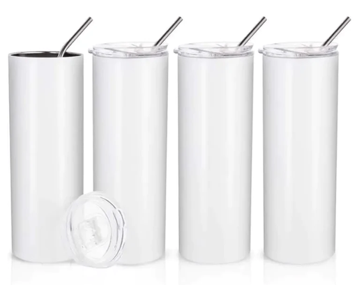 [SS-TUM0001] Stainless Steel Tumbler - 20oz - Clear Lid and Straw - White