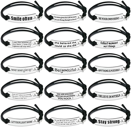 [SS-LMAB01] Leather motivational adjustable bracelets (ladies)