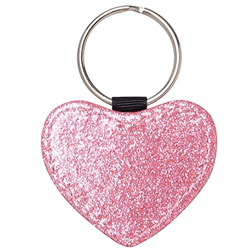 [SS-SB-S-177] Heart Leather Keychain - Pink Glitter