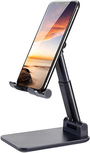 [SS-STANDBLACKBLUE] Foldable portable and adjustable phone stand for desk - Black