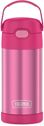 [SS-THERMOS12OZ-PINK] THERMOS FUNTAINER 12 Ounce Stainless Steel Vacuum Insulated Kids Straw Bottle, Pink