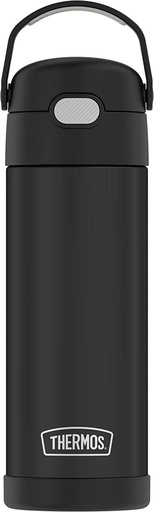 [SS-THERMOS16OZ-BLACKMATTE] THERMOS FUNTAINER 16 Ounce Stainless Steel Vacuum Insulated Bottle with Wide Spout Lid, Black Matte