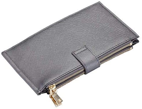 [SS-WBW-GREYSTEEL] Women's Bifold Multi Card Case Wallet with Zipper Pocket