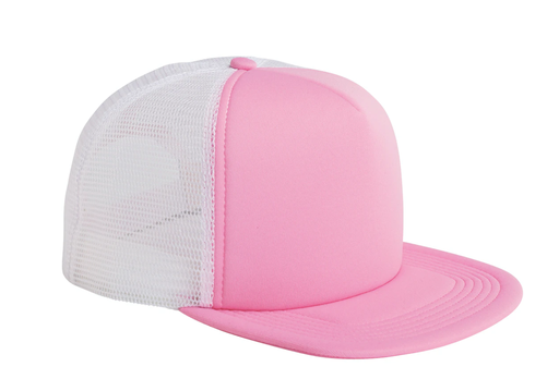 Big Accessories Unisex 5-Panel Foam Front Trucker Cap - White/Pink