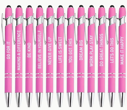 [SS-PEN04] Inspirational ballpoint pen with stylus tip (black ink) - Pink