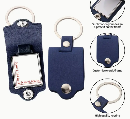 [SS-KEYCHAIN05] Keychain with leather cover - blue