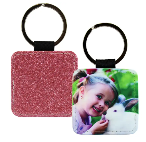 [SS-NLP173] Keychain, PL,1S, Light pink glitter, Square 2"X2" 