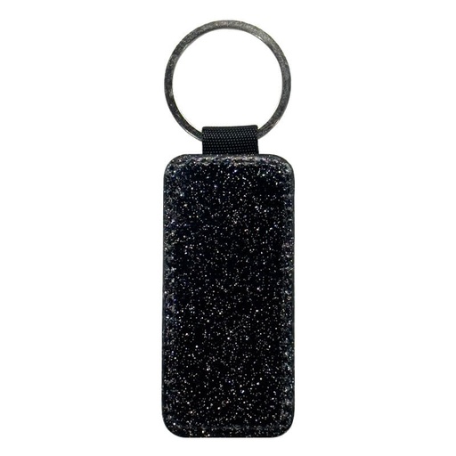 [SS-NLP150] Keychain, PL, 1S, Black glitter, Rectangle 1.4"X3"  